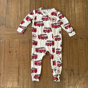 Pink chicken Red Fire Truck bamboo pajamas 12-18 months